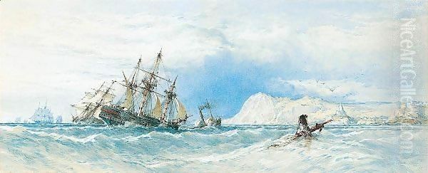 A Merchant Ship Towed By A Paddle Steam Tug Off Illfracombe, Devonshire - view 1