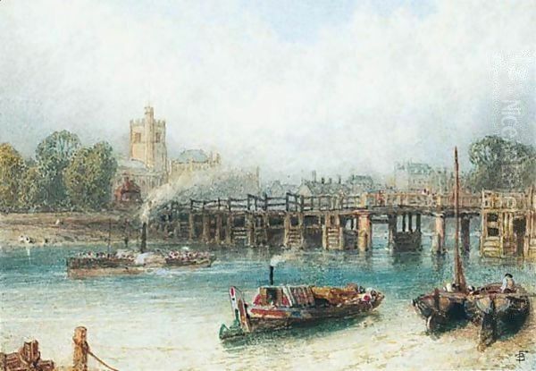 Boats On The Thames At Putney Bridge - view 1