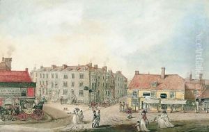 Figures On A Street Near The General Coach Office, Brighton by Robert Dighton