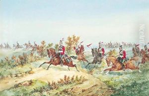 The 16th Queen's Lancers On Manoeuvres by Orlando Norie