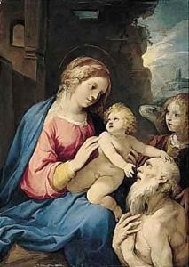 The Madonna And Child With Saint Jerome And An Attendant Angel by Giuseppe Cesari