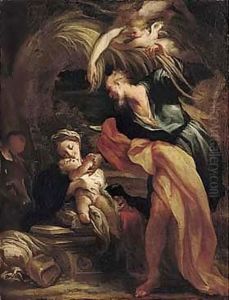 The Rest On The Flight Into Egypt by Gregorio de Ferrari