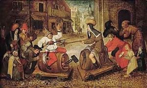 The Battle Between Carnival And Lent by Pieter The Younger Brueghel