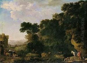 A Southern Landscape With Fishermen by Herman Van Swanevelt
