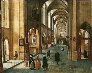The Interior Of A Cathedral With Elegant Figures The Interior Of A Cathedral With Elegant Figures