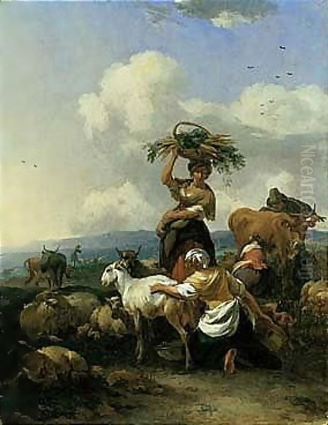 Peasants And Animals In An Italianate Landscape - view 1
