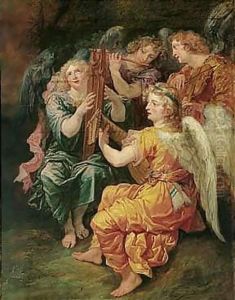 Music-making Angels Playing The Harp, Flute, Viola And Lute