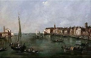 Venice, A View Of The Zattere At The Punta Di Santa Marta, And The Giudecca With The Church Of San Biagio
