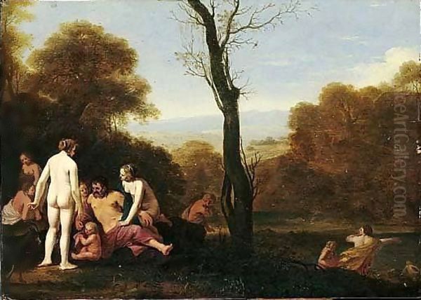 A Pastoral Landscape With Nymphs And Other Figures Resting Beside A River - view 1