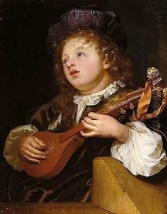 A Boy Playing The Cittern by Godfried Schalcken