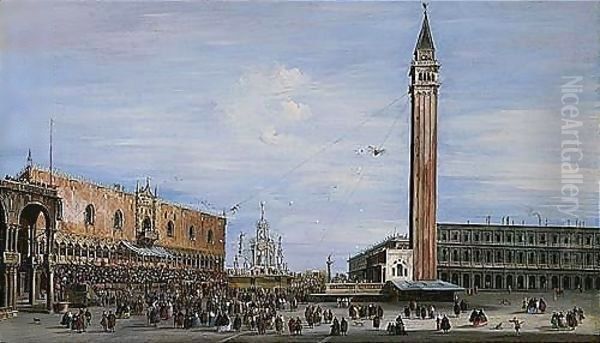 Venice, The Festival Of Giovedi Grasso In The Piazzetta In 1758 - view 1