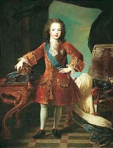 A Portrait Of The Young Louis Xv Of France (1710-1774), Full Length, Standing In A Sumptuous Interior by Pierre Gobert