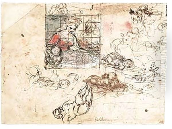 The Holy Family, And Separate Studies Of A Child, A Landscape And A Reclining Figure - view 1