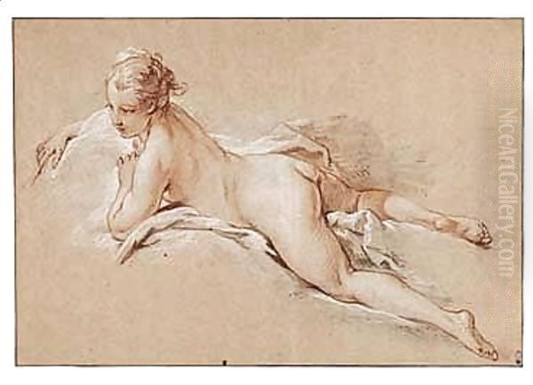 Study Of A Young Girl Lying On Her Front - view 1