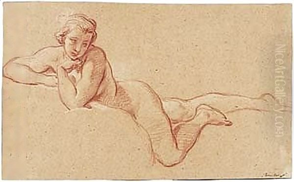 A Female Nude Reclining On Her Front - view 1