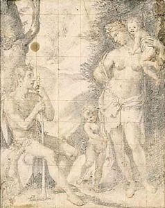 Adam And Eve With Their Sons by (Jacopo Chimenti) Empoli