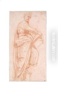 A Saint Holding A Cross And A Book. by Michelangelo Anselmi