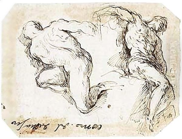 Studies Of Two Male Nude Figures - view 1