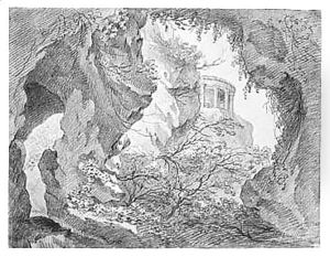 The Temple Of Vesta, Tivoli, Seen From Within A Grotto by Claude-joseph Vernet