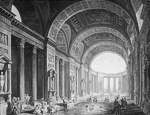 A Vaulted Classical Interior With Turkish Figures And Women Bathing by Pierre-Antoine Demachy