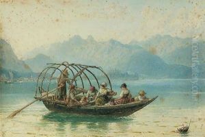 The Ferry Boat, Lake Como by Myles Birket Foster