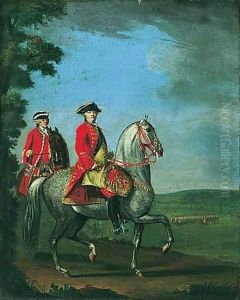 Equestrian Portrait Of George III With A Review Of Troops Beyond by David Morier