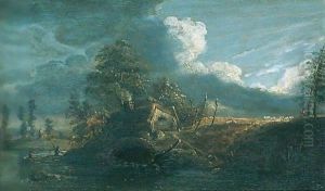 Landscape With Anglers by Paul Sandby