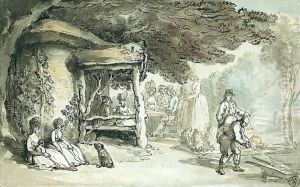 Elegant Compamy Seated In A Rustic Arbour