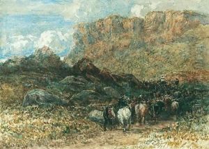 Herdsman In A Mountain Pass, North Wales by David Cox