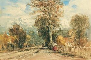 A Figure On A Country Road by David Cox
