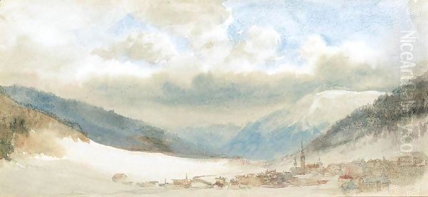 A Swiss Alpine Village In Winter - view 1