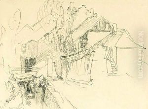 A Watermill And Cottages By A Stream