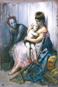 La Famille Du Saltimbanque L'Enfant Blesse by Gustave Dore