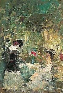 Parisian cafe scene by Konstantin Alexeievitch Korovin