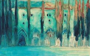 Decor design for la Pisanelle by Leon Samoilovitch Bakst