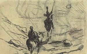Don Quixote Et Sancho Pansa by Honore Daumier