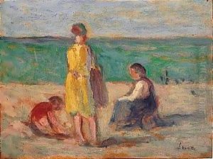 La Plage Pres De St Malo by Maximilien Luce
