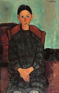 Fillette Assise En Robe by Amedeo Modigliani