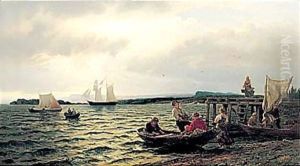 Fiskere Som Bringer Fangsten I Land (Landing The Catch) by Hans Fredrik Gude
