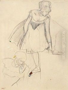 Danseuse Rajustant Son Chausson, Buste De Pierrette by Edgar Degas