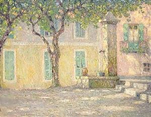 La Place Aux Oiseaux A Villefranche-sur-mer by Henri Eugene Augustin Le Sidaner