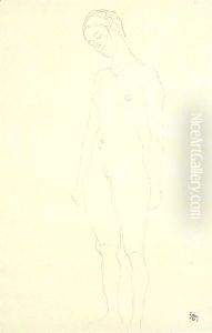 Stehender Akt Nach Links by Gustav Klimt