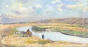 La Durdent A Veulettes, Le Soir (Paysans Puisant De L'Eau A La Riviere)