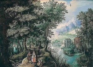 A Landscape With Elegant Figures And A Hunting Party On A Boat