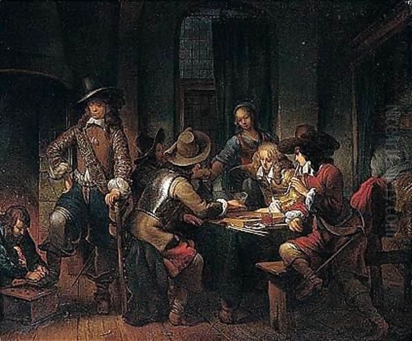 An Interior With Soldiers Playing Tric-trac Around A Table - view 1