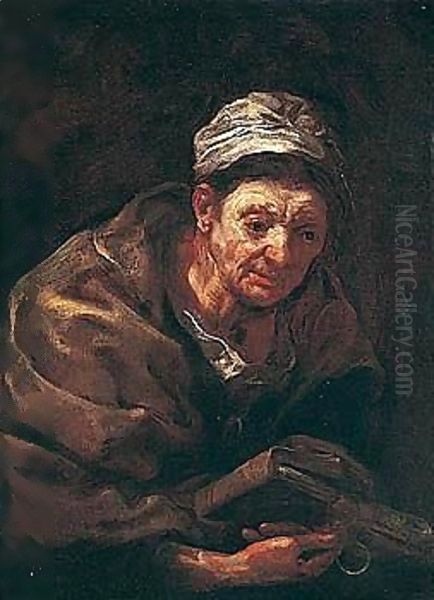 Study Of An Old Woman, Holding A Book - view 1