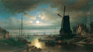 Nederlandse Stad Bij Maanlicht (Dutch Town By Moonlight)