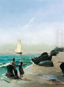 Petits Marins Au Bord De Mer by Louis Robert Carrier-Belleuse