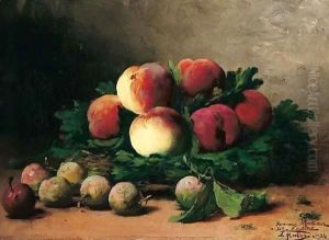 Panier De Peches Et Prunes by Leon Charles Huber