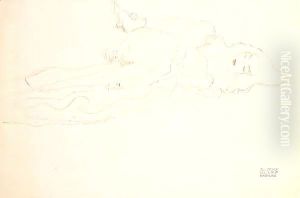 Liegender Halbakt Nach Rechts 3 by Gustav Klimt